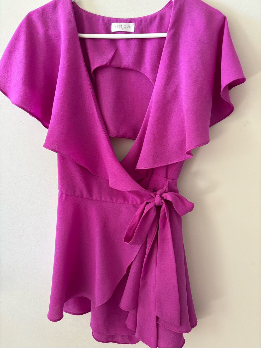 vestique Magenta romper with Flutter Sleeves size S